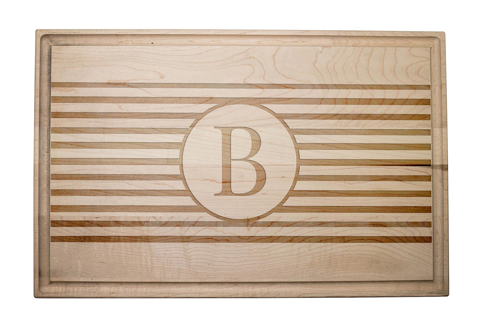 Stripe Monogram Maple Cutting Board